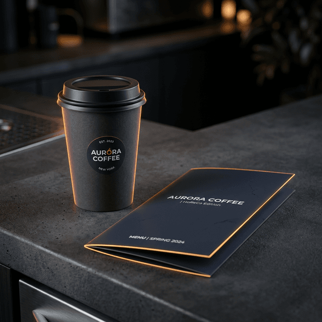 Брендована упаковка HoReCa-проєкту на світлому фоні